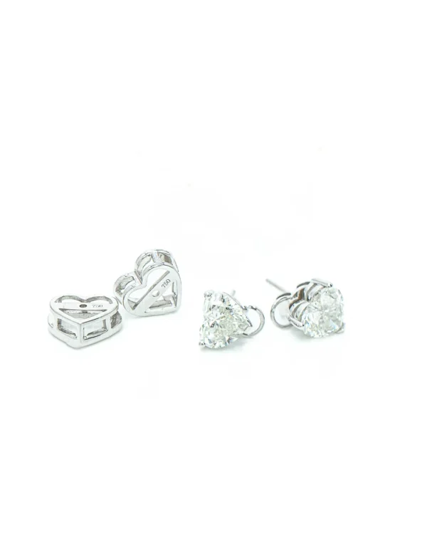 Heart Diamond Solitaire Stud Earrings