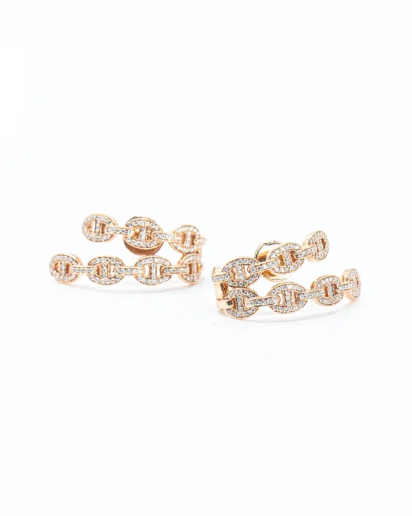 Double Row Pavé Diamond Link Hoops