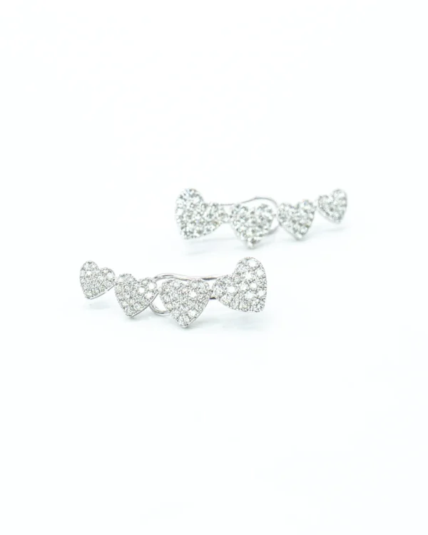 Pavé Diamond Heart Climber Earrings