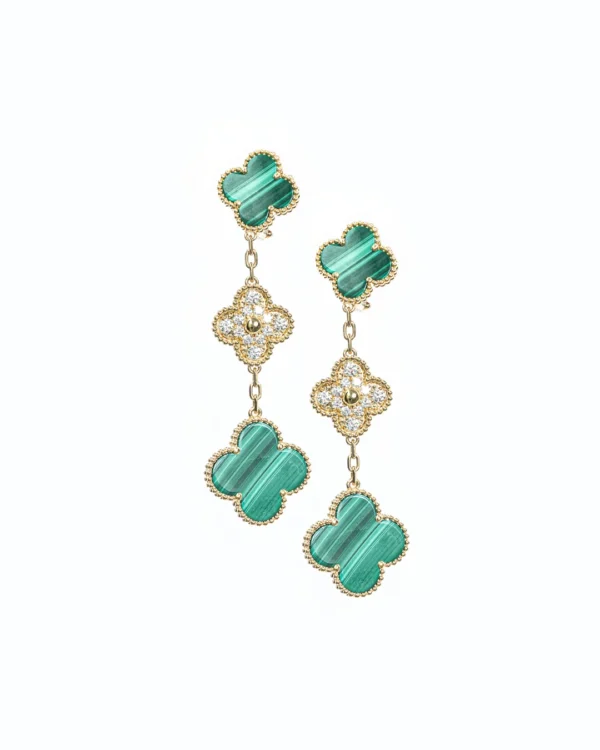 Van Cleef & Arpels Magic Alhambra Long Earrings with Malachite and Diamonds